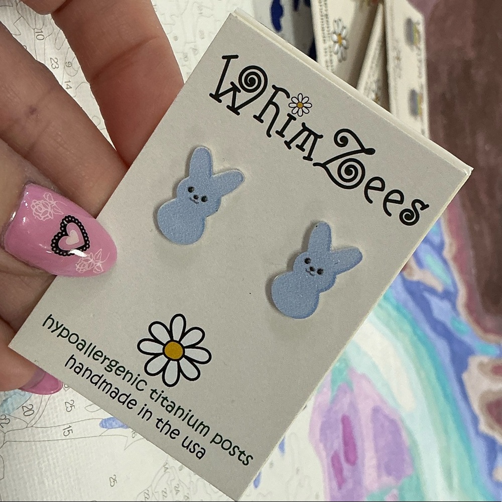 Blue Peeps Bunny Earrings